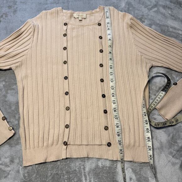 Women's Sweater/Top Long Sleeve Classic Preppy Ribbed Tan Beige Sz XXL - Picture 7 of 9